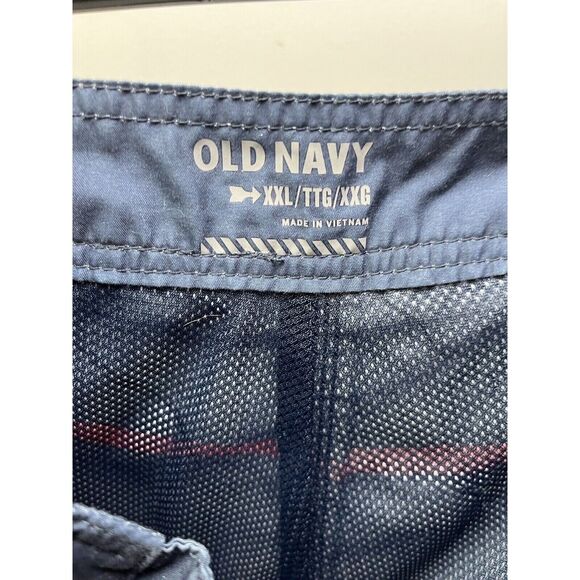 Old Navy Swim Trunks Mens XXL Navy Red White Drawstring Tie Mesh Lined Striped - Picture 5 of 6